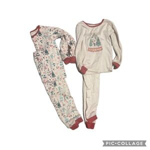 Kids Festive Pajama Set - Cream and Red